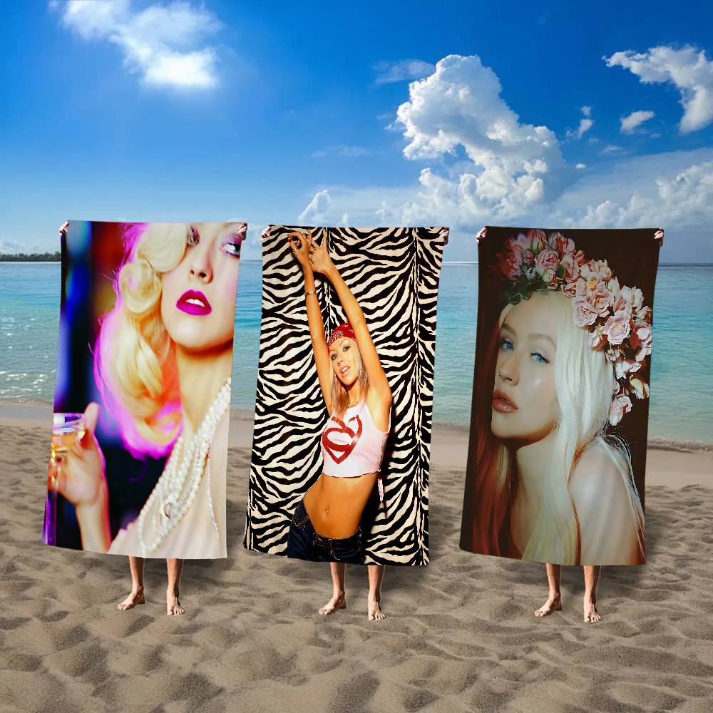 Christina Aguilera Singer Bath Towel Microfiber Soft Water Absorbing Breathable For Girl Kids Decorative Cartoon Beach Towel
