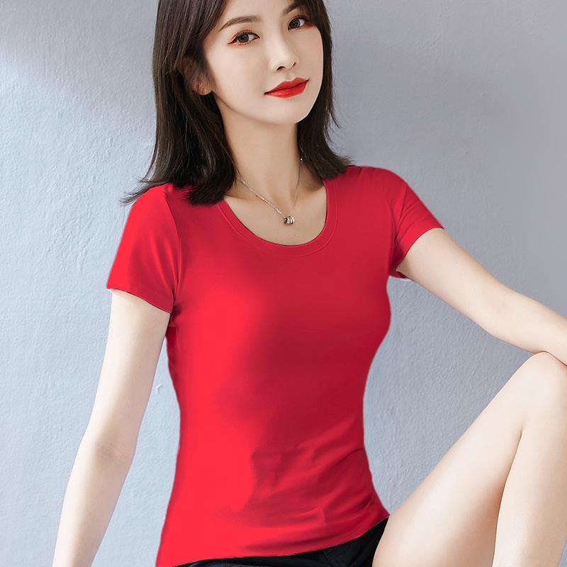 Women's Slim Fit White Cotton Short Sleeve T-Shirt - Round Neck, Summer/Spring Style