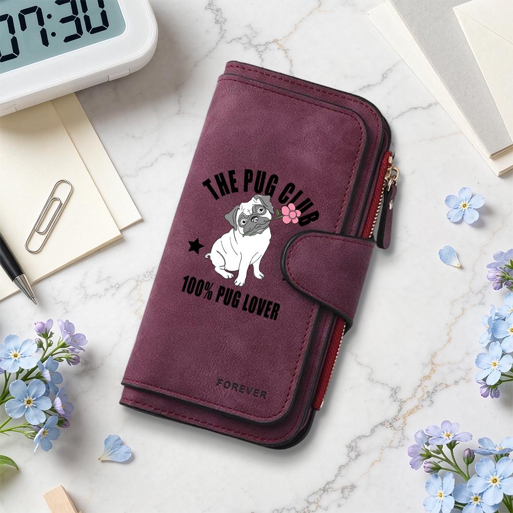The Pug Club Lover Fashion Portable Card Holder Long Purse for Daily Use