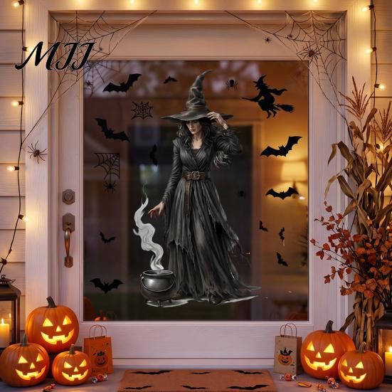Seasonal Party Accessories Halloween Ghost Glass Sticker, Cartoon Static Window Cling for Decorative Film Parties, Waterproof Decoration