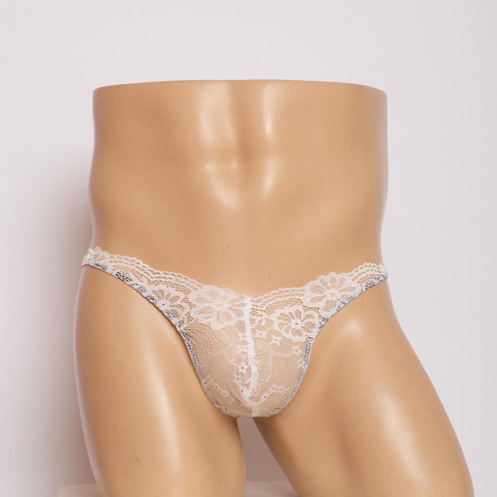 Men's Sex Underwear Lace Panties Sex Panties Nightclub Bar Stage Transparent Thong