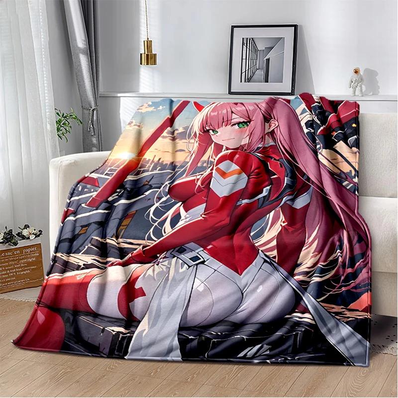 29 Style Cartoon Zero Two 002 Hiro Sexy Girl DARLING in The FRANXX Flannel Blanket,Soft Throw Blanket for Home Bedroom Bed Sofa