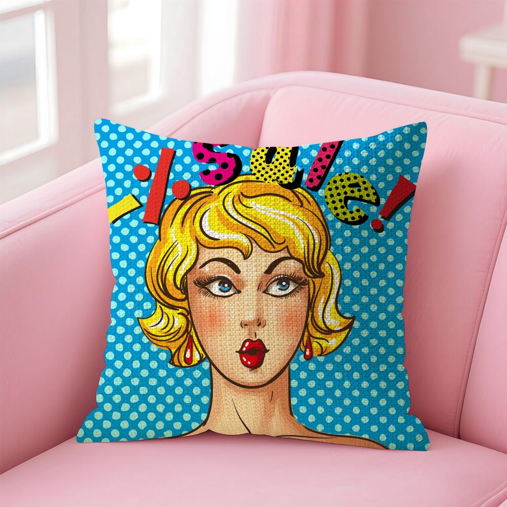 Fashion POP Comic Portrait Cushion Cover Natural Linen Pillow Case DoubleSided Print Decorative Sofa Pillowcase Home Decor Gift