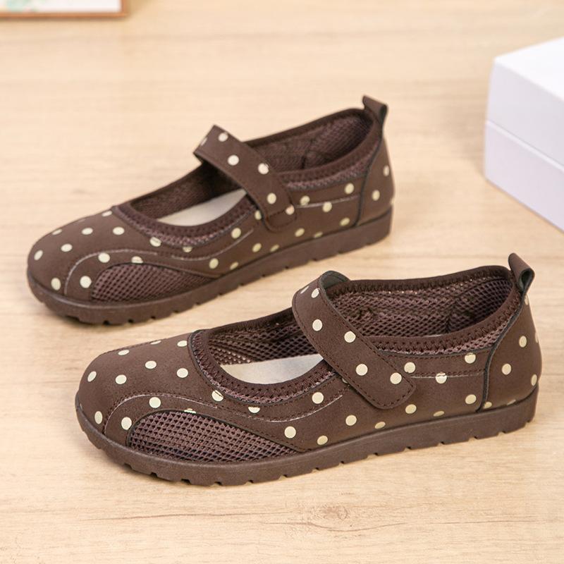 Women's Breathable Mesh Shoes with Perforations, Anti-slip Soft Sole, Casual Single Shoes