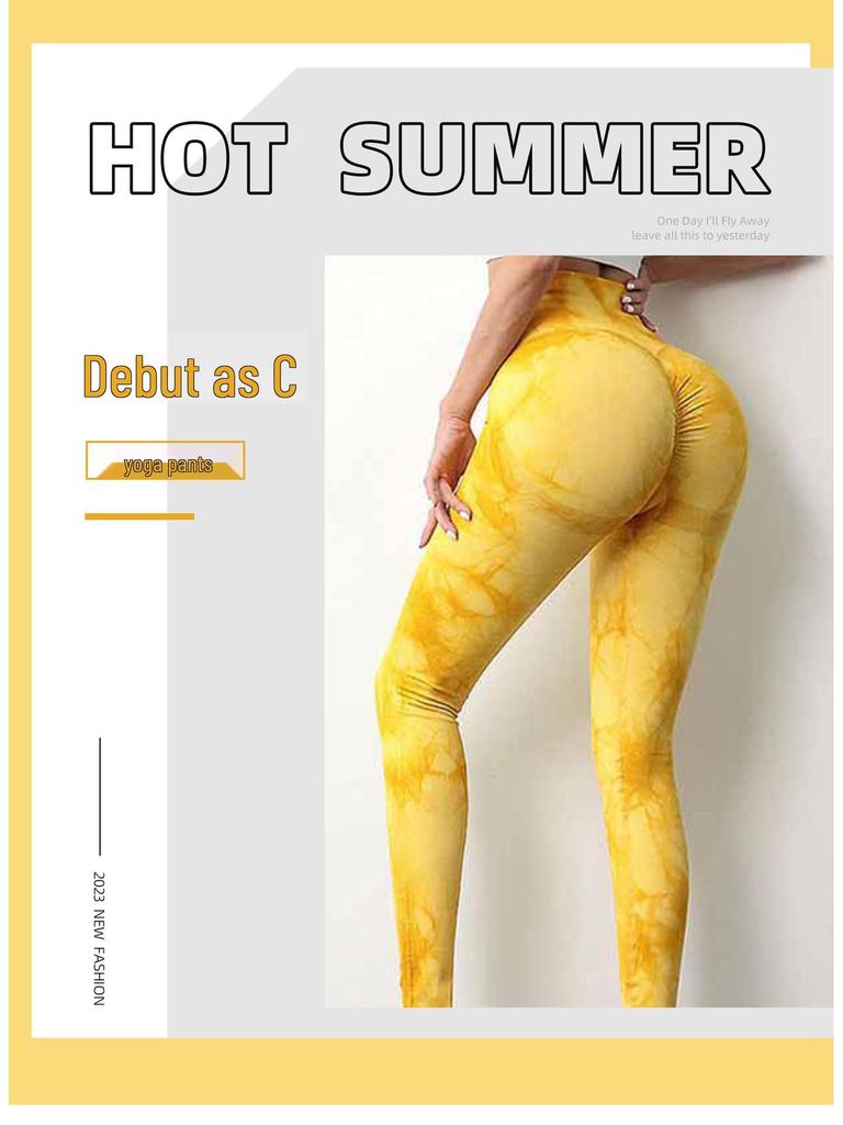 Women's Tie-Dye Peach Yoga Leggings - High Waist, Hip Lift, Sports & Running Fitness Pants