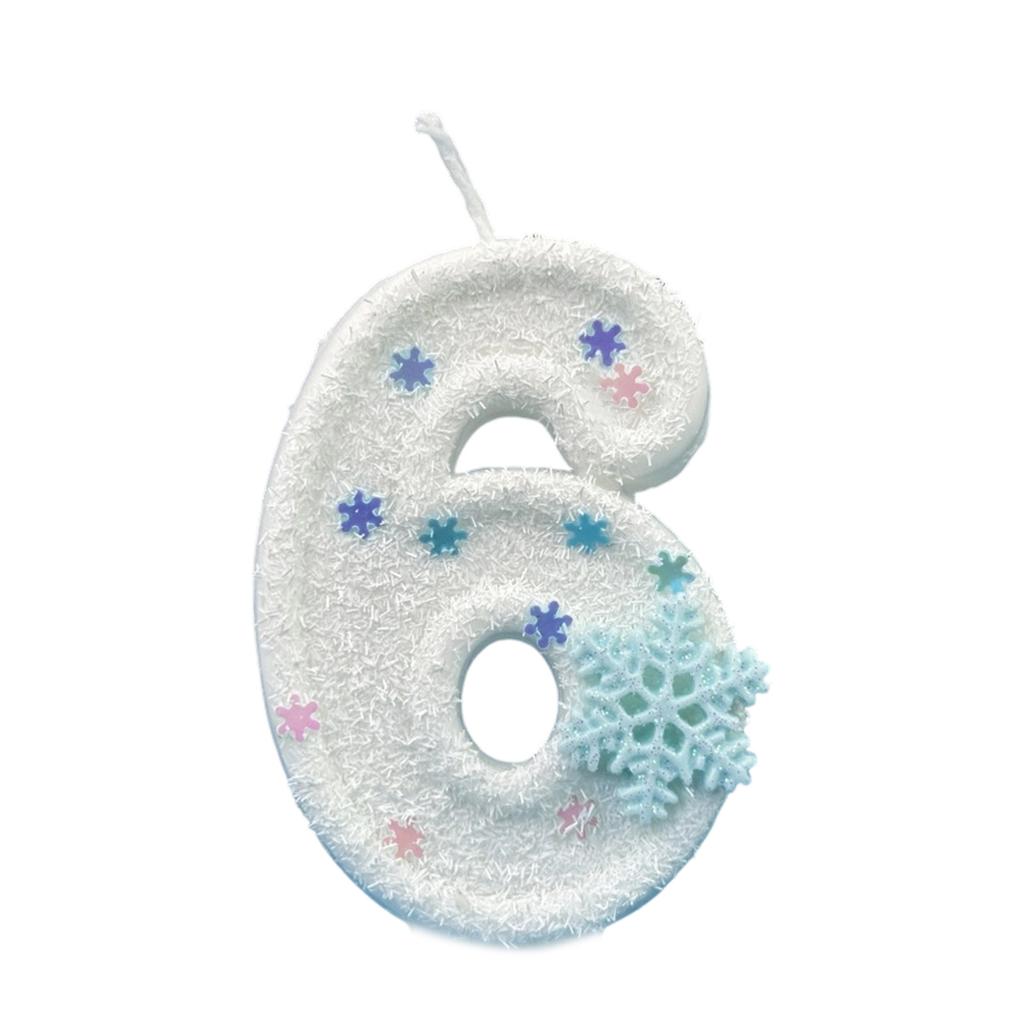Winter Snowflake Themed Birthday Number Candle with Glittering Sequins For Parties Cakes And Special Occasion Decoration