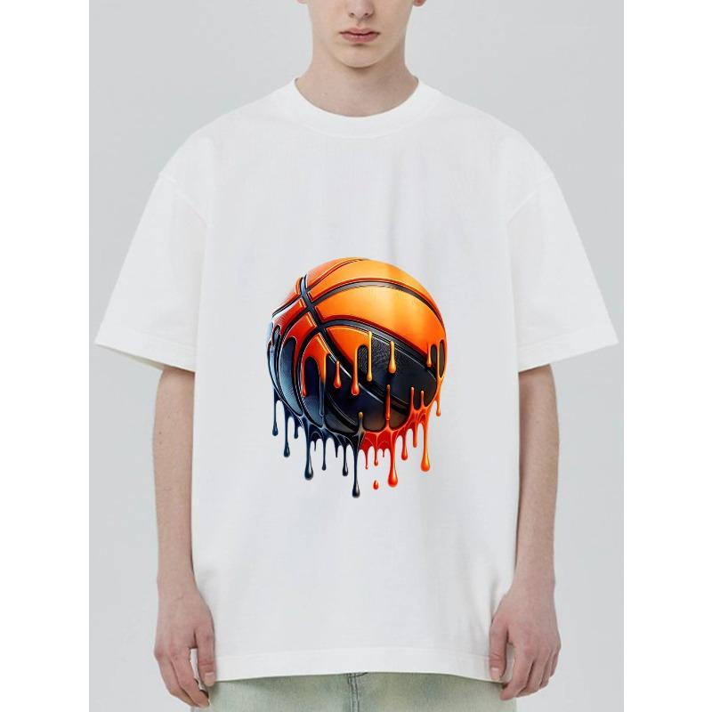 Black T Shirt with Basketball Drip Design for Casual Wear