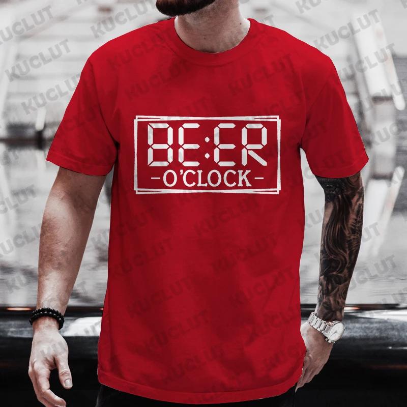 Men T-shirts Beer O'clock Funny Graphic T Shirt Bachelor Party Tees Drinking Team Matching Outfit Oversized Streetwear Y2k Tops