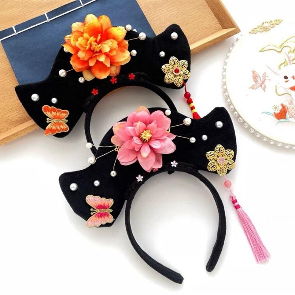 Flower Bow Tassel Hanfu Hair Hoop Chinese Style Headwear Antique Headband Ancient Style Headwear