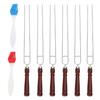 6 Pieces U-Shaped BBQ Skewers Grilling Skewer Stainless Steel Barbecue Forks with Wooden Handle BBQ Grilling Accessories