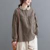 Plus Size Women Plaid Long Sleeve Turn Down Collar Casual Daily Blouse