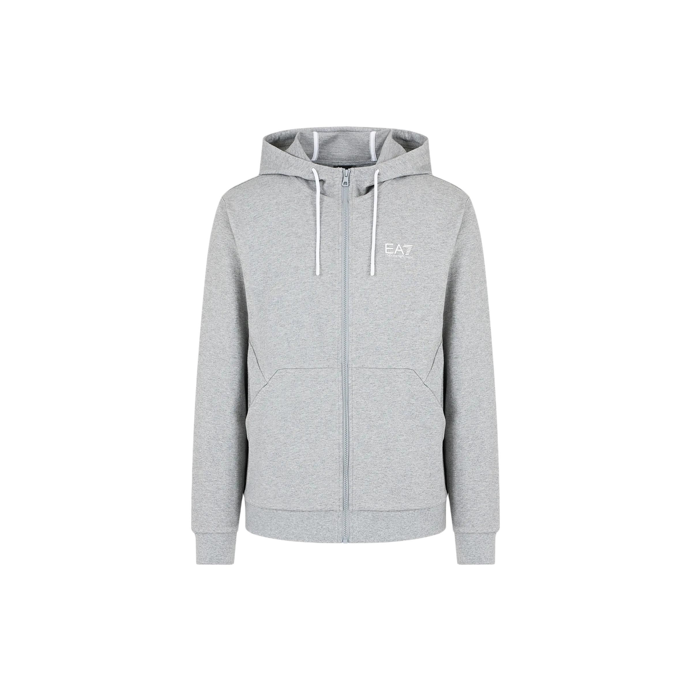 Emporio Armani EA7 SS24 Letter Logo Printed Hooded Zip-Up Long Sleeve Sweatshirt Men sweatshirt Gray 3DPM53-PJ05Z-3905 XXL 11700₽