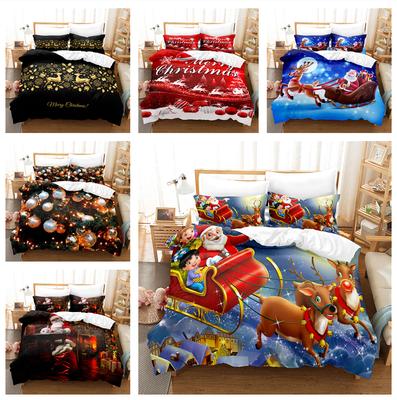 3D Christmas Bedding Set Santa Claus Down Duvet Cover Pillowcases 2/3pcs Teens Kid Gifts Luxury Home Textiles