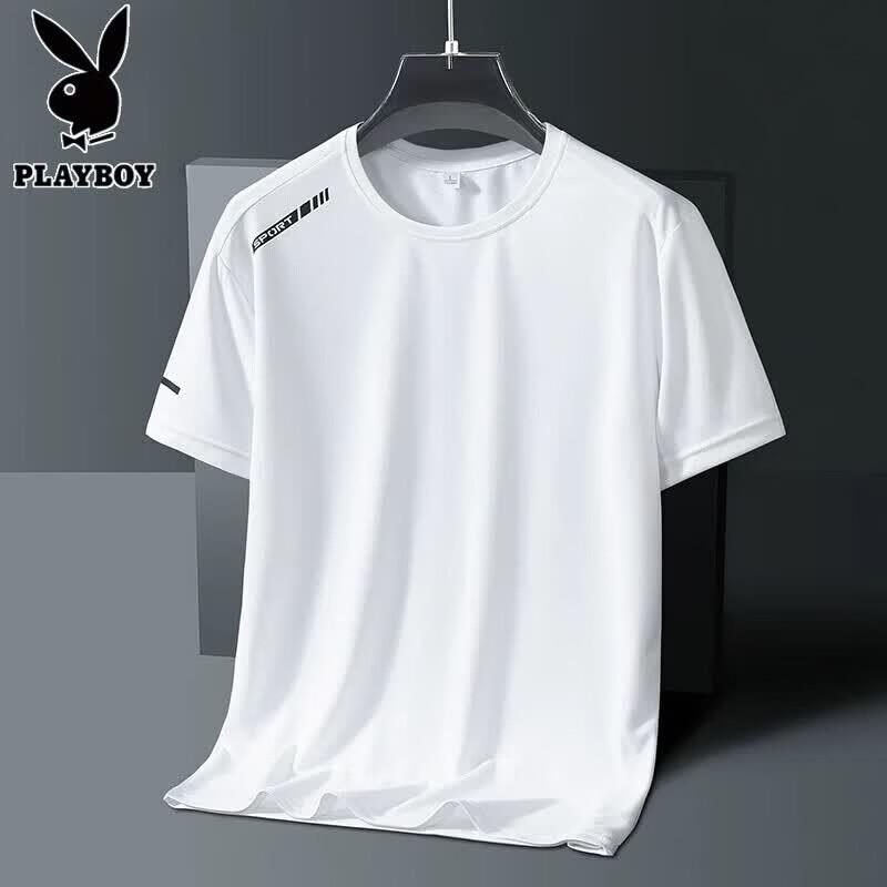 

PLAYBOY Men s Ice Silk Quick-Dry Short Sleeve T-Shirt 4XL
