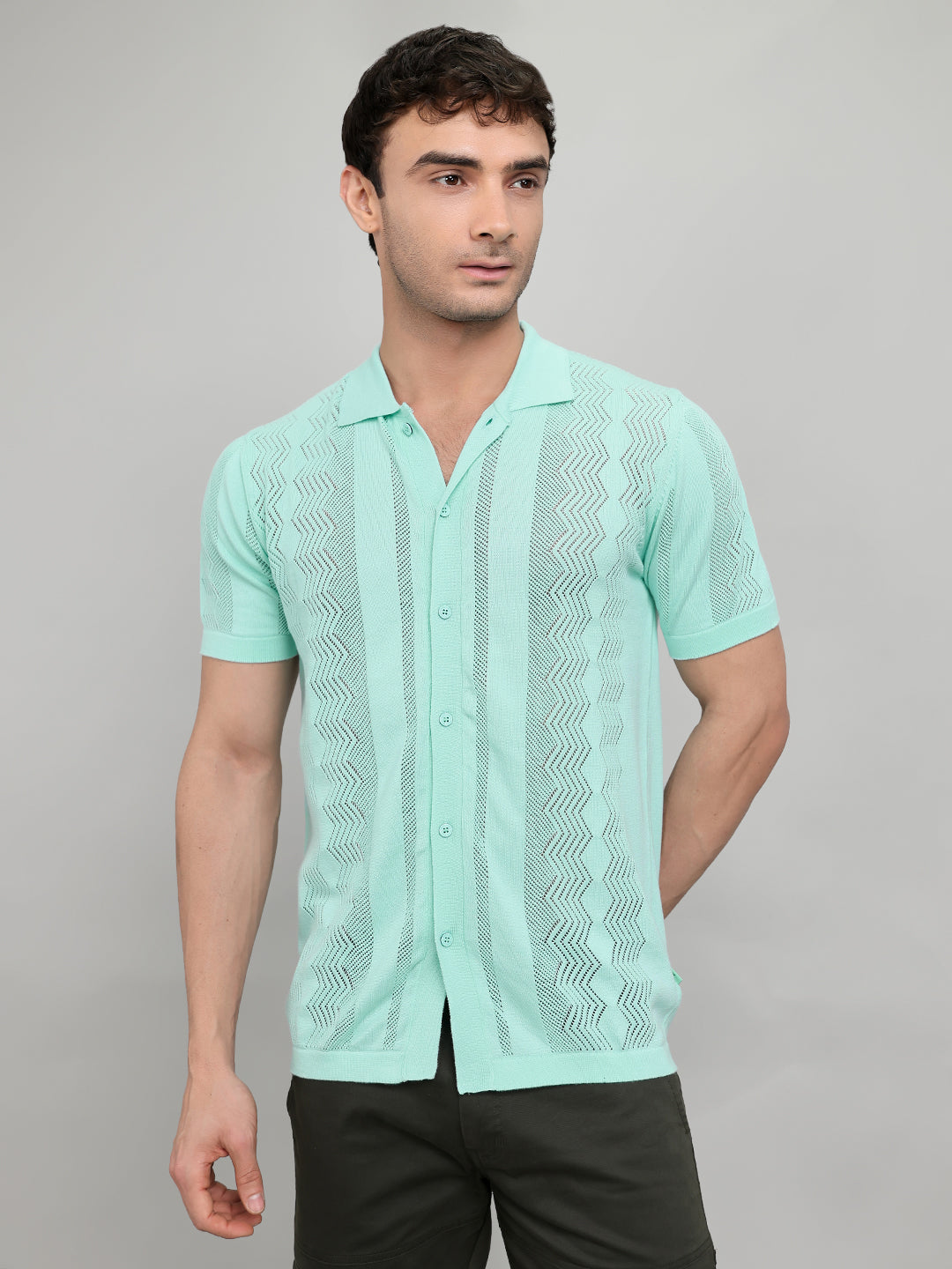 Monte Carlo Men Smart Fit Sea Green Shirt M
