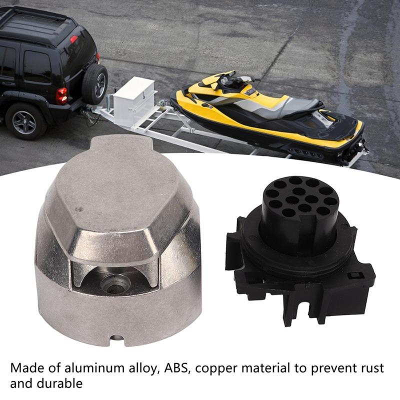 Aluminum Alloy 13 Pin Trailer Socket EU Standard 12V 12V Trailer Connector Female Trailer Connector Vehicle Connection