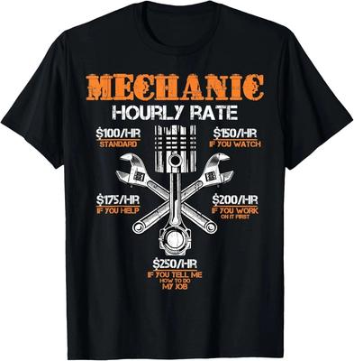 Mechanic Hourly Rate Gift Shirt Labor Rates Unisex T-Shirt S-5XL Q3364