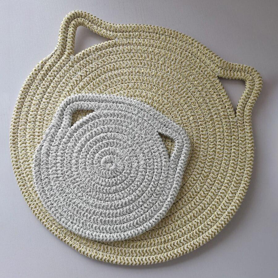 Cartoon Cat Hanging Placemat for Dining Table Decor Plate Dish Mat Coaster Cup Cotton Pot Holders Insulation Pad Kitchen Home
