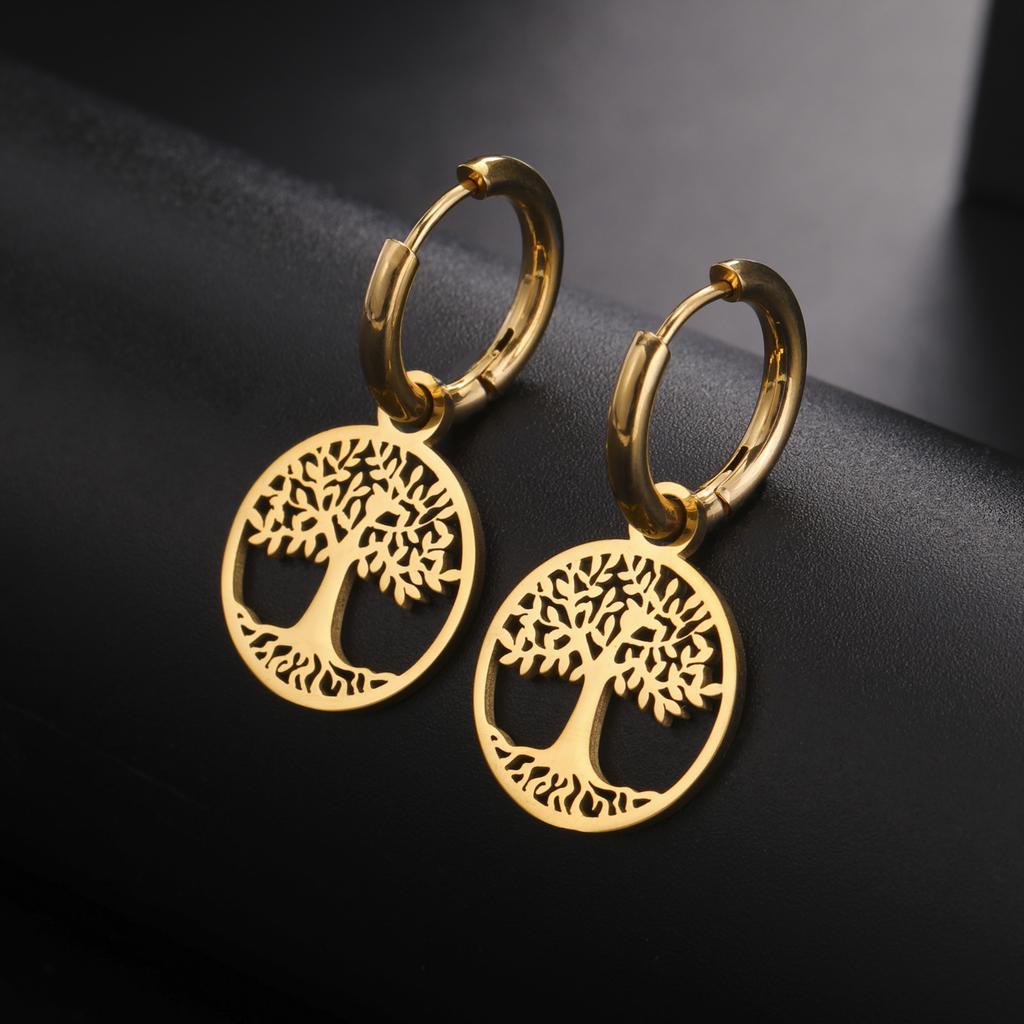 LIKGREAT Fashion 2026 Trend Tree of Life Earrings Silver Color Ear Hoops for Women Vintage Drop Earring Jewelry Amulet Gift