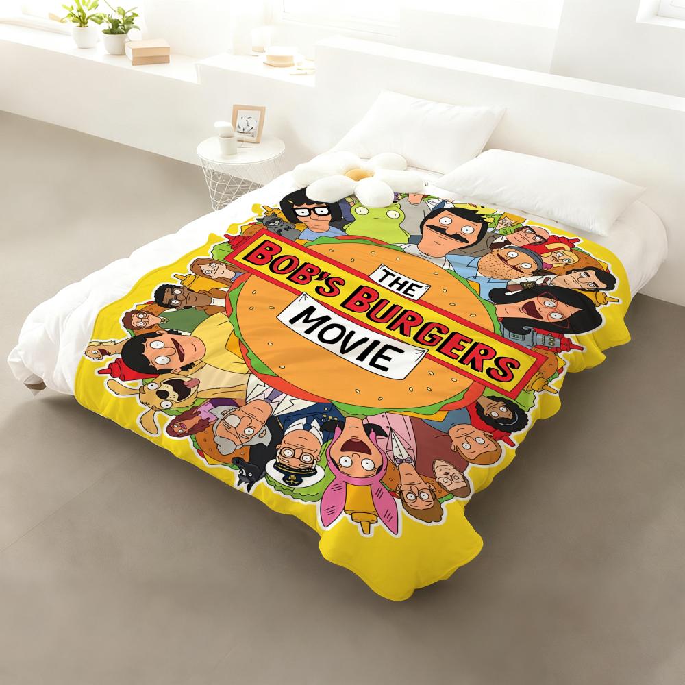 Cartoon B-Bobs B-Burgers Anime Throw Flannel Fluffy Soft Blanket Warm Skin-Friendly Throw For Sofa Bed Office Nap Winter