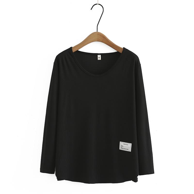 Women's V Neck Long Sleeve Basic T-Shirts Loose Fit Casual Plus Size Tees Top