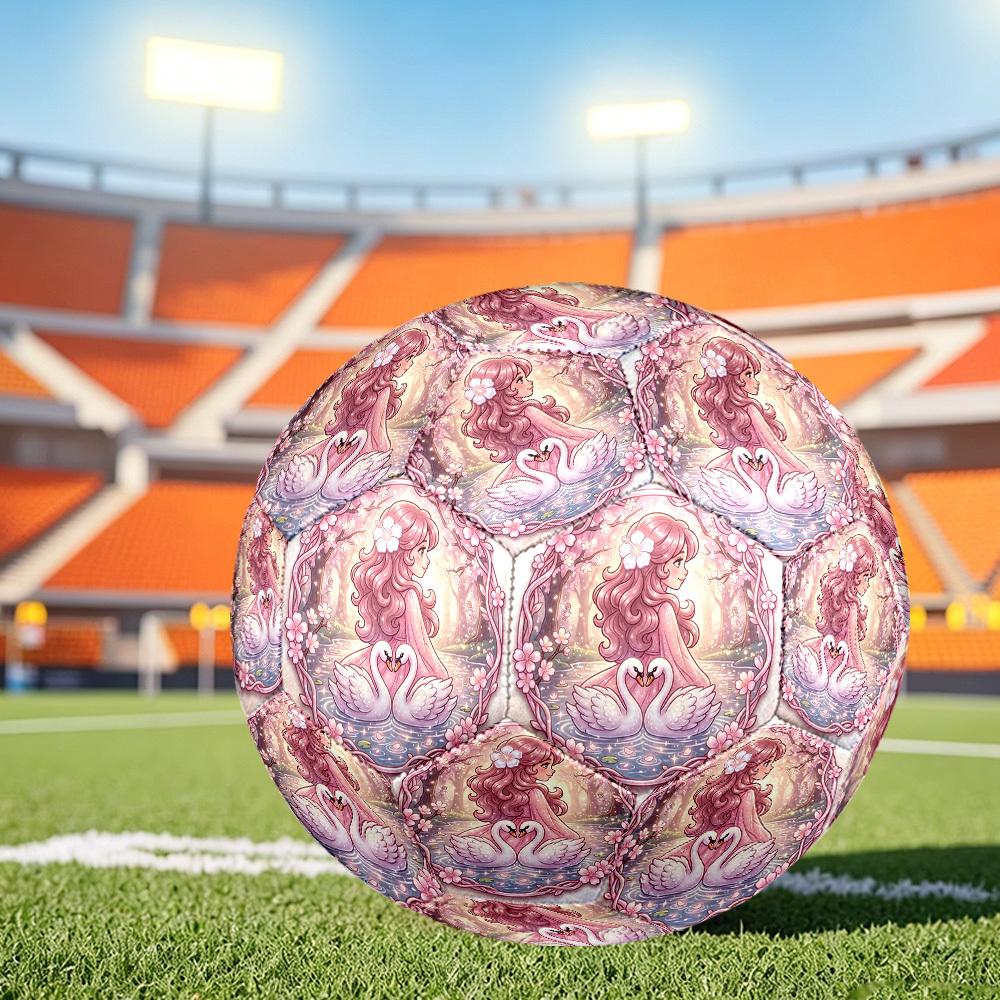 1pc Swan Princess Garden Themed Soccer Ball, Size 5, Lightweight PVC Material, Outdoor Training Soccer Ball Gift. q62210