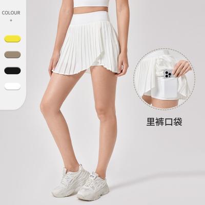 Womens Pleated Tennis Skort With Built-in Shorts Running Yoga Fitness Sport Suit