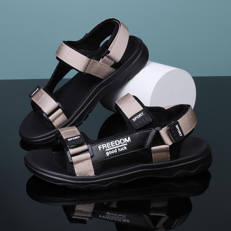 

Лето 2025 Мужские сандалии Новые дышащие повседневные уличные лаконичные легкие пляжные туфли Мягкие спортивные шлепанцы Мужские Большой размер 38-47 38 хаки