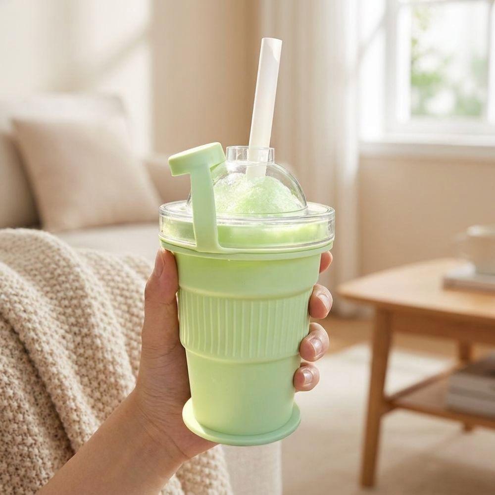 Leak-proof Silicone Ice Ball Cup Built-in Straw Food-Grade Ice Mold Drink Cup BPA-free Easy Release Ice Sphere Maker Cup Commute