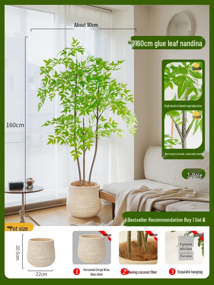 Nandina Bionics Artificial Tree: Elegant Indoor Decor, Large Potted Floor Plant