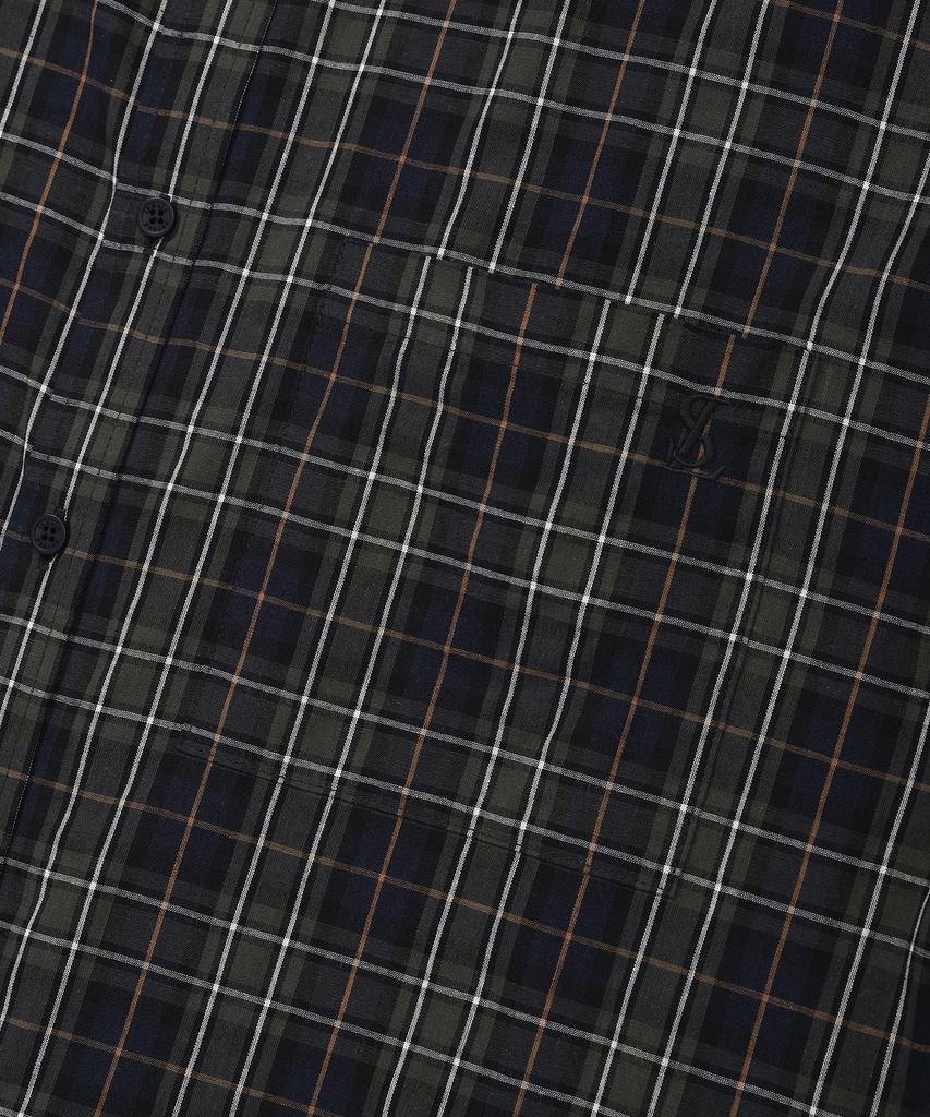 LEMAIN SECOND Retro Oversized Cotton Flannel Pocket Check Shirt [Green]