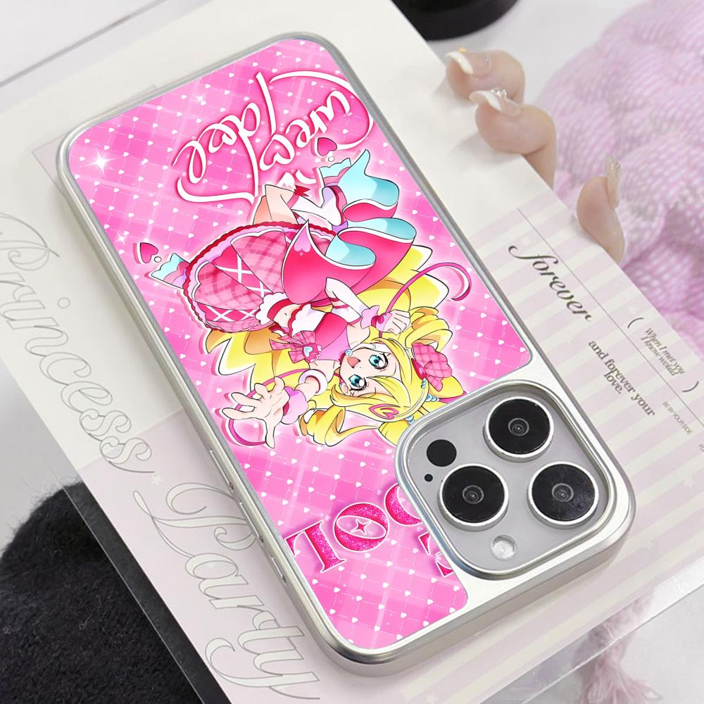 Sakura Uta Cure Idol Silver Plating Mobile Phone Case for iPhone 17 16 15 14 13 12 11 Air Pro Max Plus Colorful Cover
