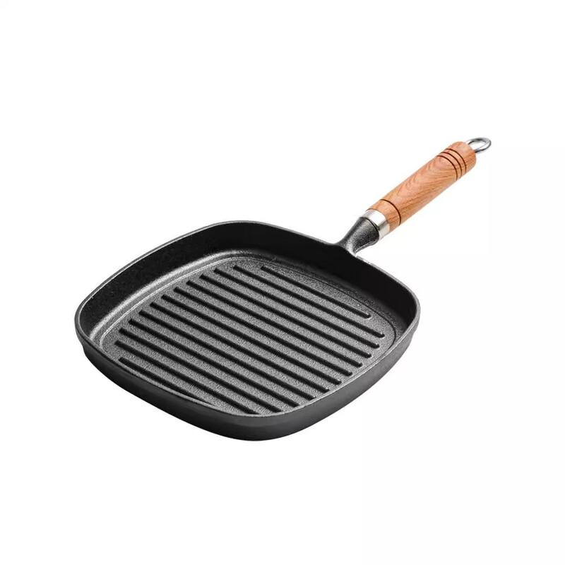 Cast Iron Steak Frying Pan with Wood Handle