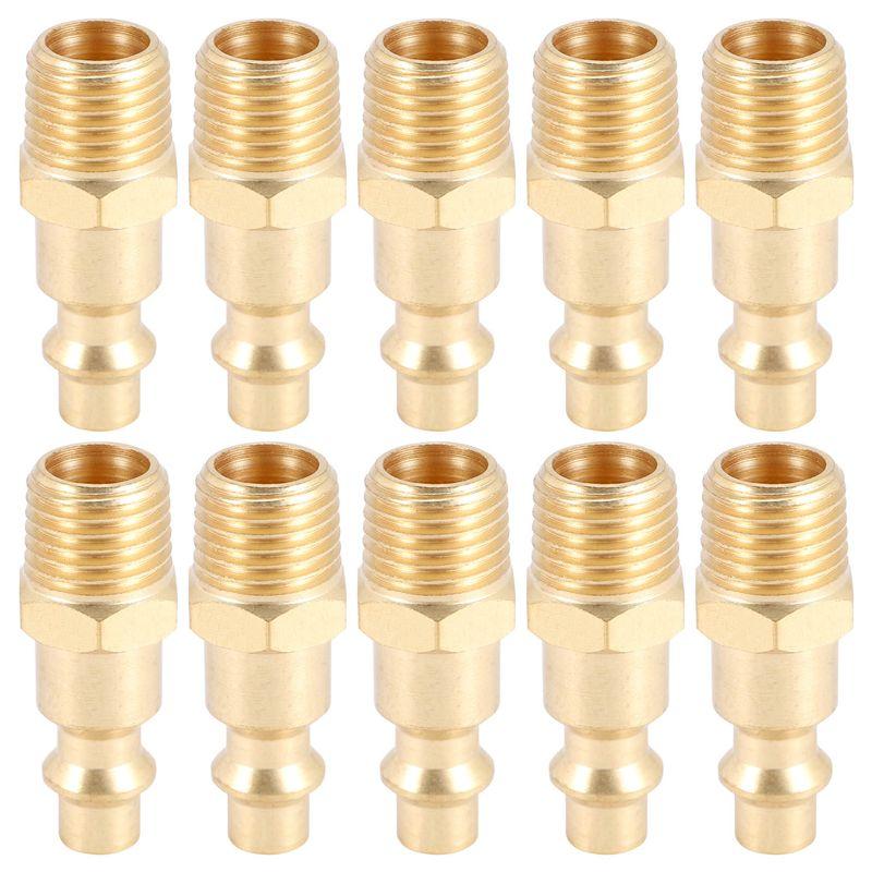 Feb.Brass 1/4 Inch NPT Male Air Hose Quick Connect Adapter,Air Coupler Plug Kit,Air Compressor Fittings 10Pcs (Male NPT)