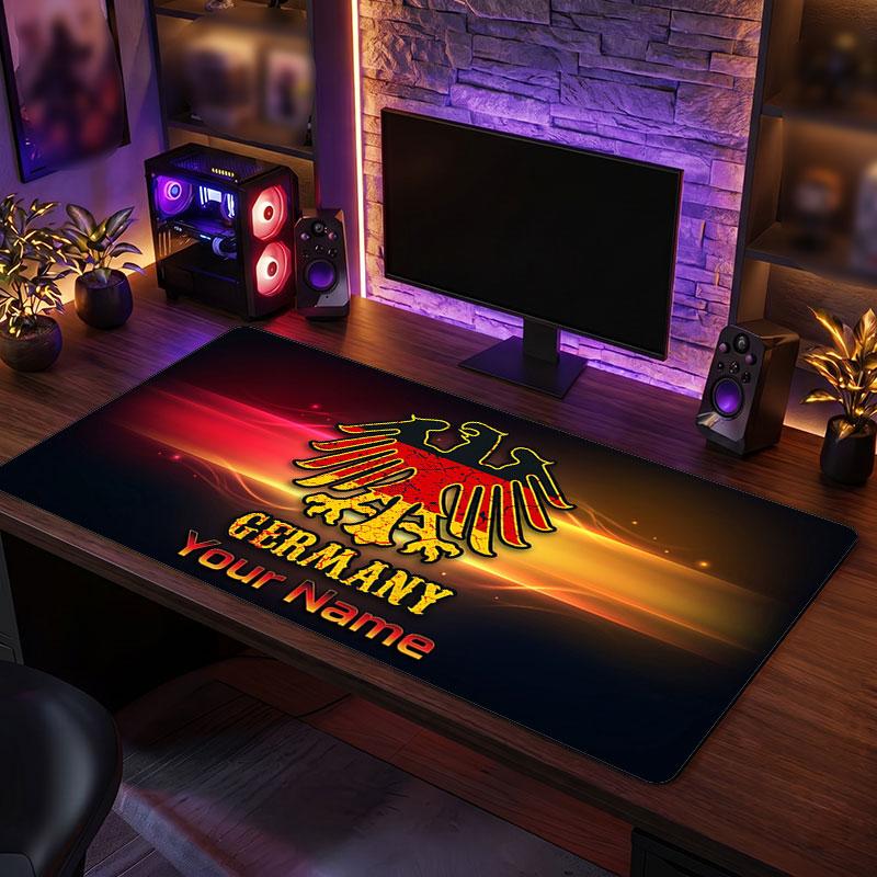 Eintracht Frankfurt Individuelles Großes Mauspade, Personalisierter Name Textdruck, Fußball Logo Rutschfeste Schreibtischmatte Gaming Geschenk