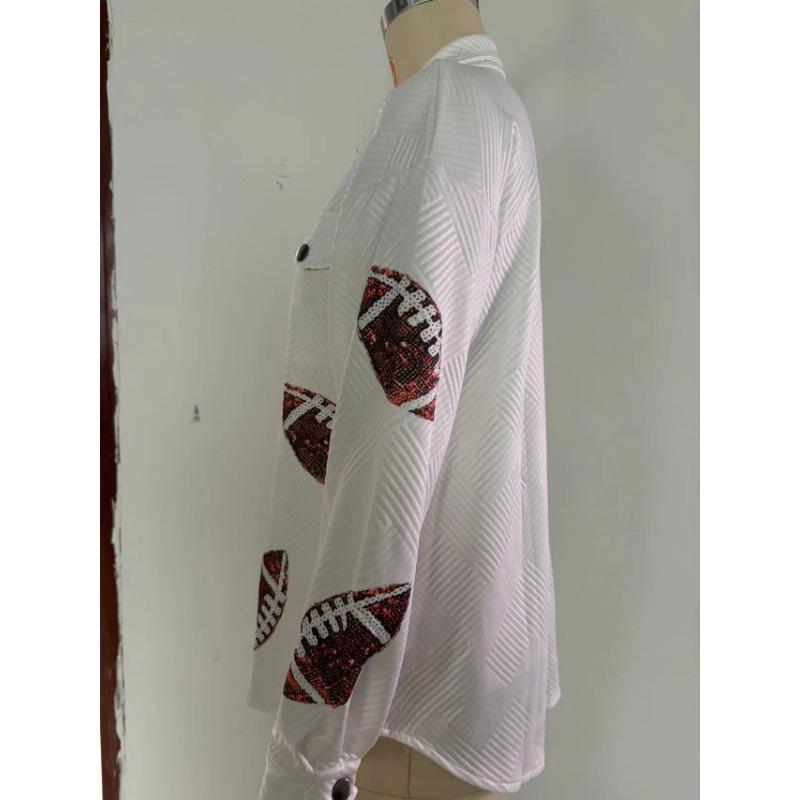 Осенняя женская куртка регби больших размеров с принтом в стиле пэчворк XXL белый — фото 8