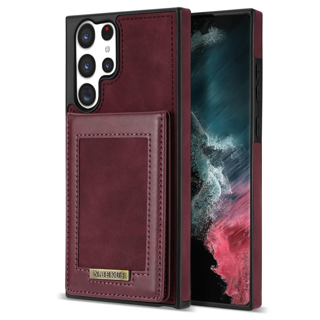 N.BEKUS For Samsung Galaxy S25 Ultra Case RFID Blocking Leather+TPU Phone Cover with Card Slots