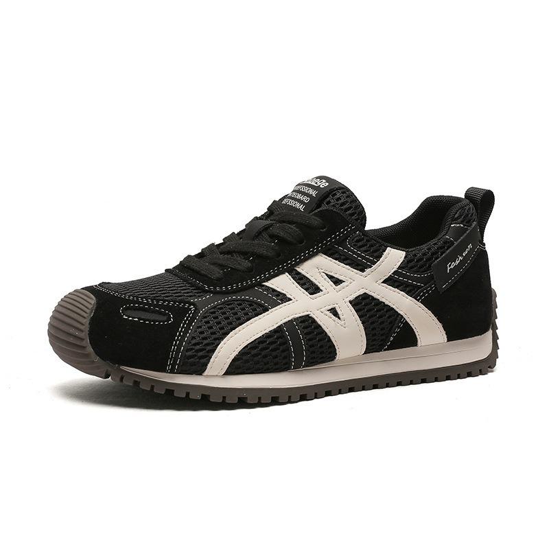 Retro Forrest Gump Shoes Women's Autumn 2025 New Leather Mesh Breathable Versatile Comfortable Color Matching Casual Sports Shoes