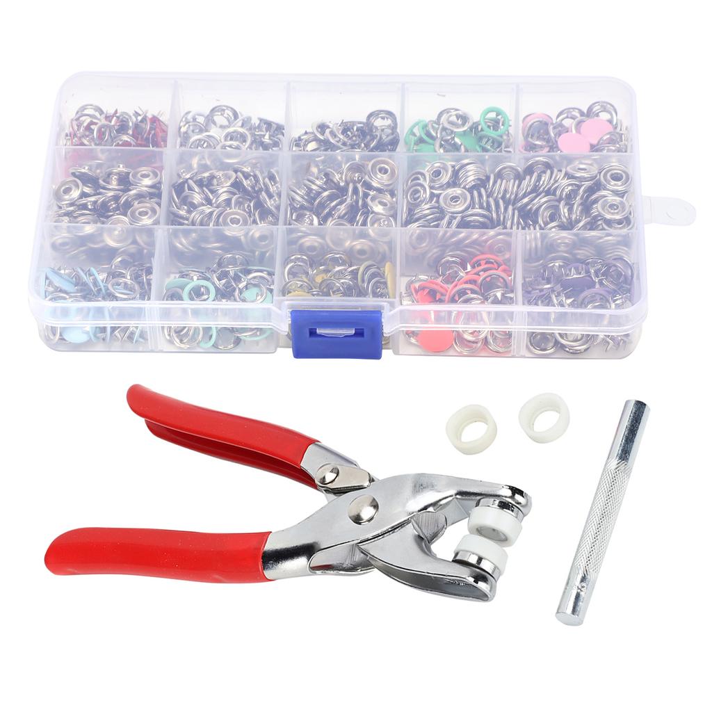 804Pcs Snap Fasteners Kit Sewing Button Punching Machine Hand Pressing Pliers Tools 9.5mm