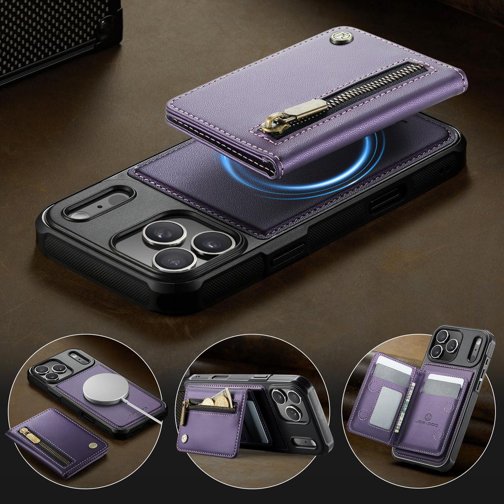 2 in 1 Detachable Business Magnetic Wallet Leather Case for iPhone 17 Pro Max 16 Plus 15 14 13 12 11 Drop Protection Stand Cover