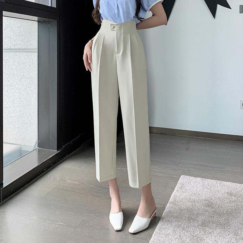 2025 Spring/Summer Women's High Waist Harem Pants – Casual Straight-Leg Cigarette Style