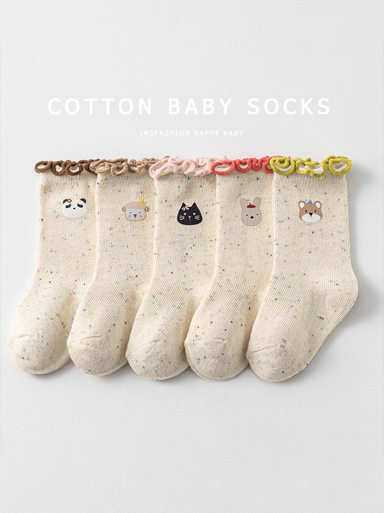 Newborn Baby Girl Mid-Calf Ruffle Princess Socks, Class A Cotton for 0-3 Years, Suitable for Spring, Autumn, Winter