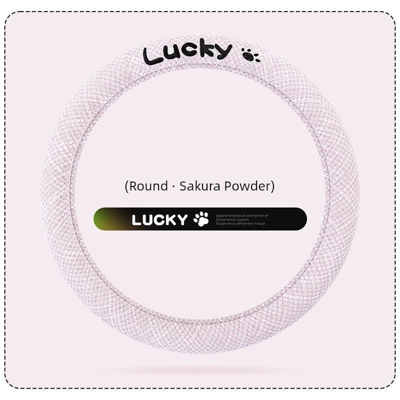 

Car Steering Wheel Cover All Year Round Neutral Non-Slip Anti-Sweat Linen New Arrival Cute Women s Car Ultra-Thin Handle Cover Minimalist Summer Embroidered Cotton Linen - Sakura Pink [Round]