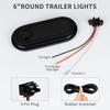 2PCS 6 Inch Oval Red LED Trailer Tail Lights, 10 LEDs Stop/Turn/Brake Lights With Surface Mount Grommets, DOT Certified IP67 Waterproof For Truck RV