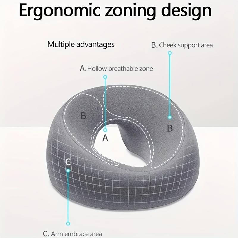 Ergonomic O/U-shaped Facial Pillow for Neck & Face Support, Machine Washable, All-Season Use.