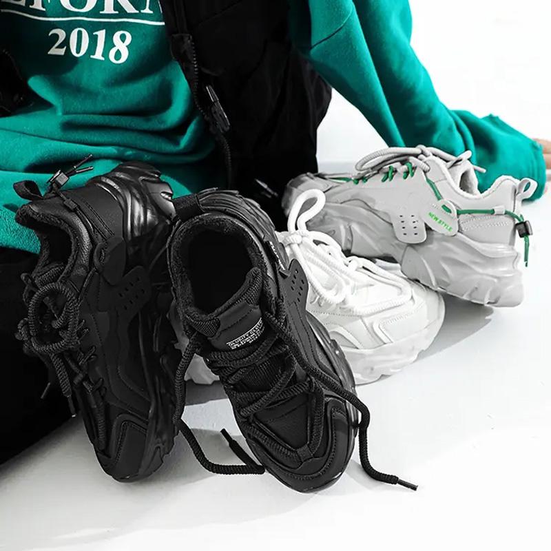 Fashion Plus Velvet Sneakers Men's Warm Constant Temperature and Cold-proof Casual Shoes Comfortable Lace-up Outdoor Sneakers