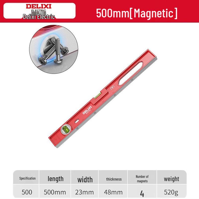 Delixi High Precision Aluminum Spirit Level with Magnet, Small Digital Display Magnetic Ruler