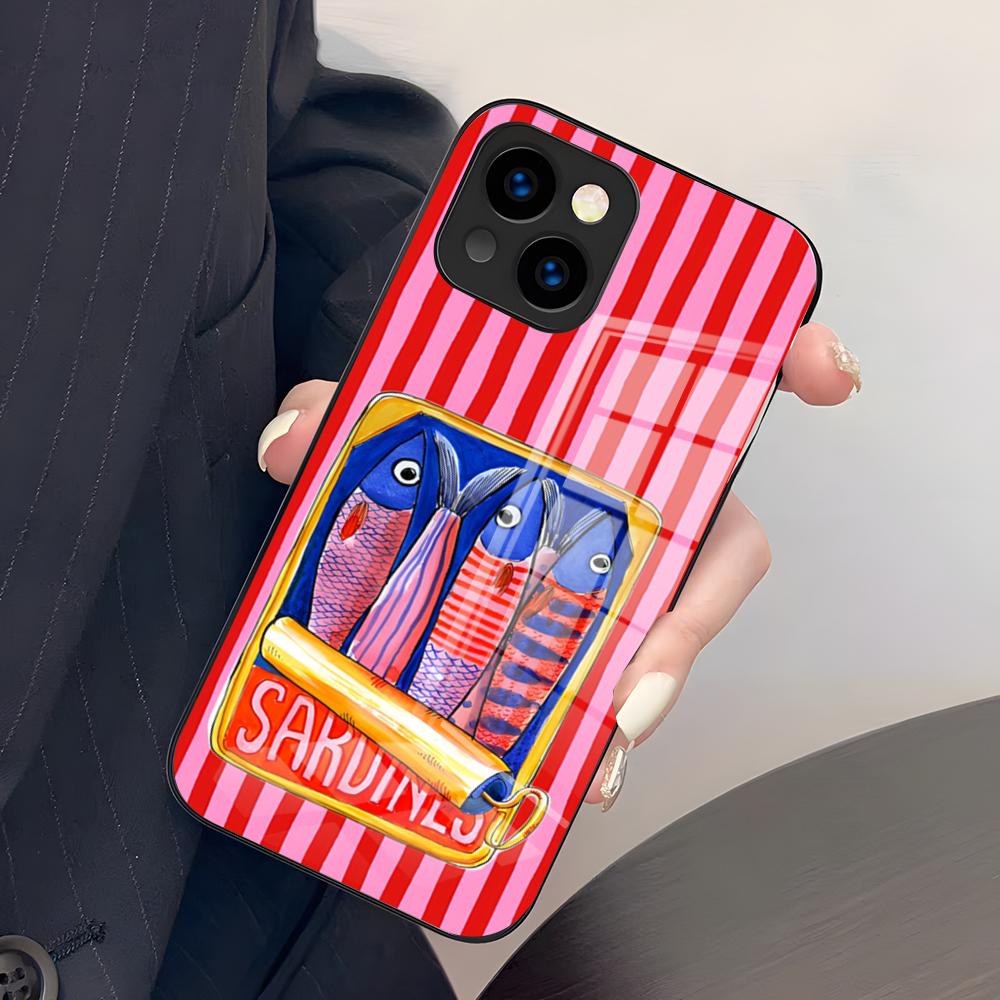 

Sardines Phone Case For IPhone 17 Pro Max 15 Pro 16 14 Plus 12 13 Mini 11 Pro Shockproof Glass Cover iPhone17ProMax