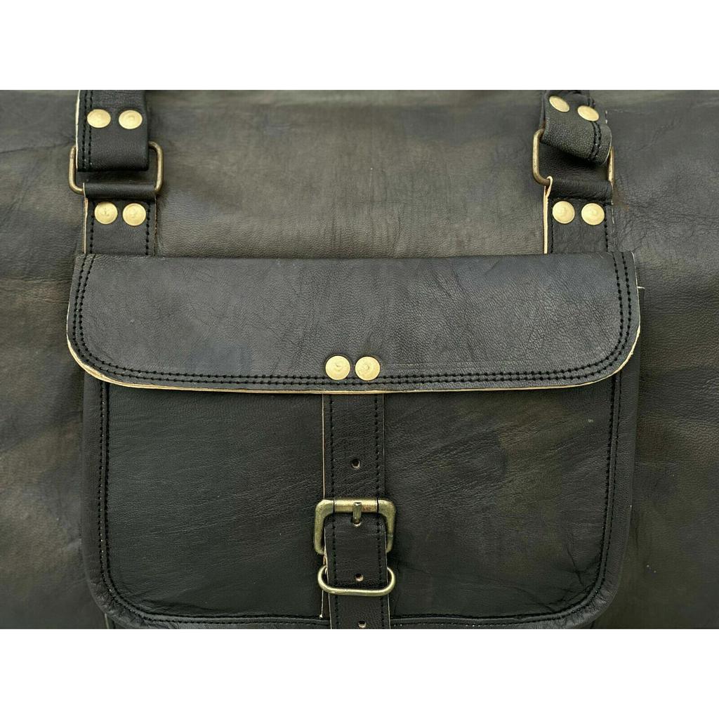 Men Duffel Bag Gym Weekend Overnight (Extar Luggage Bag) Leather Genuine Travel