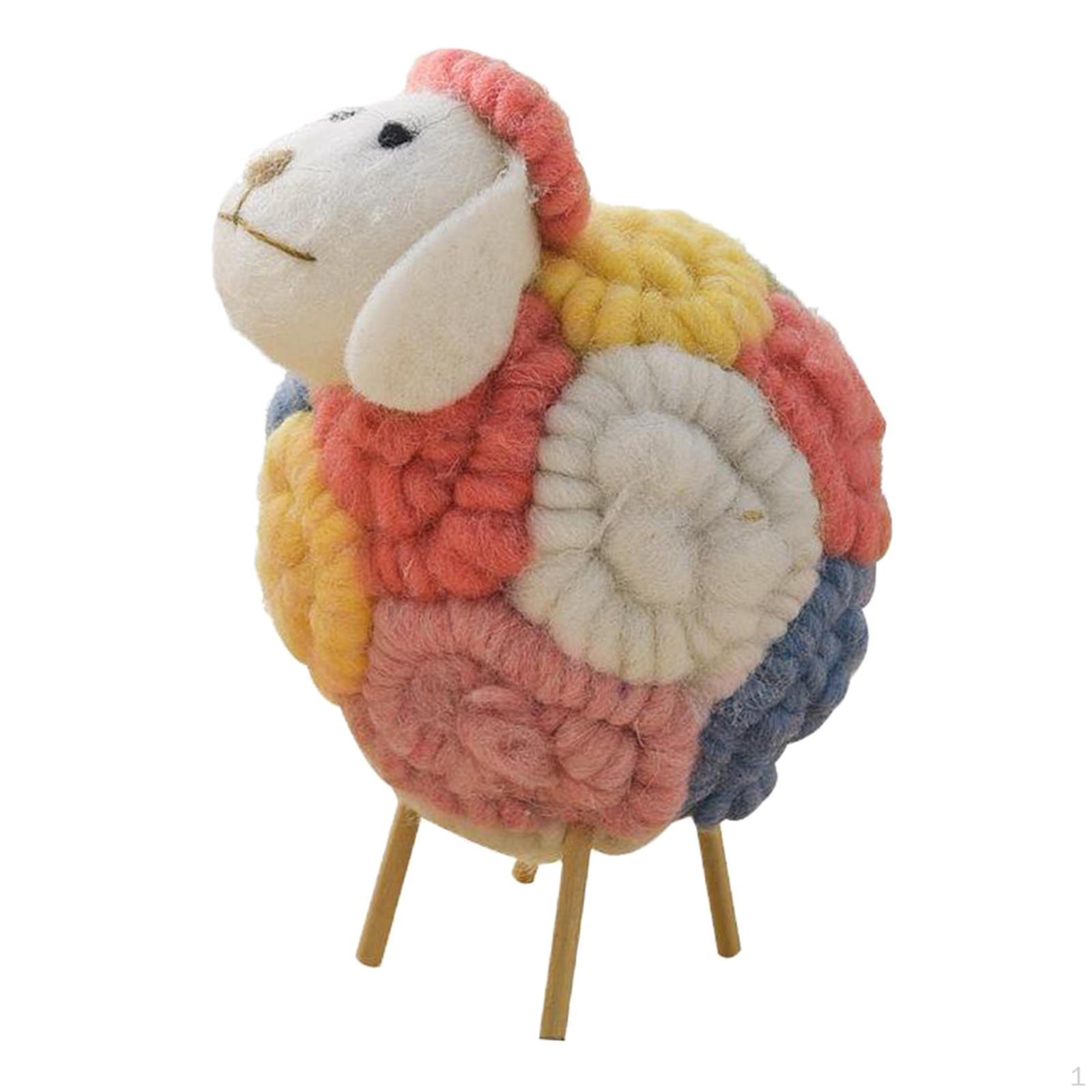 

Mini Felt Sheep Figurine, Animal Statue, Nordic Sculpture Crafts Ornament for Home Party Bedroom